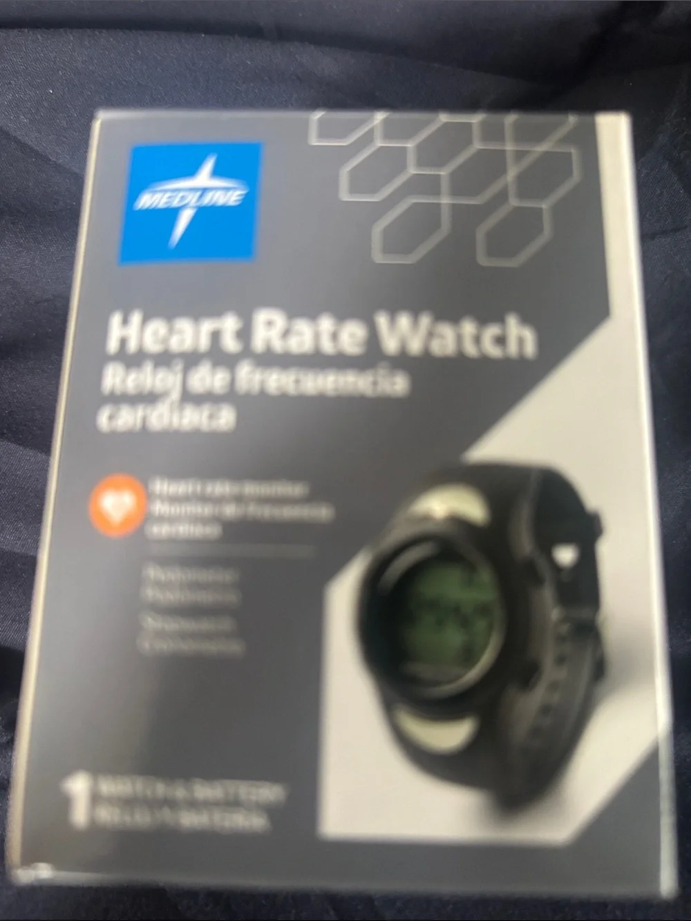Medline Black Heart Rate Watch with Comfortable Silicone Band